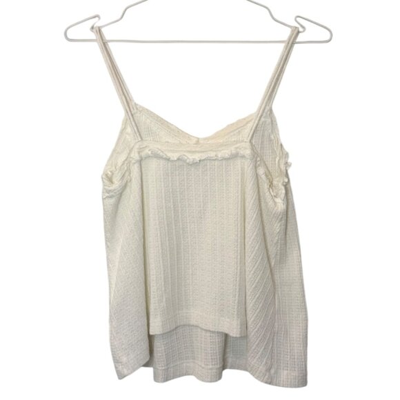 Mango ruffle knit lace cami top white women's size M - Picture 4 of 5